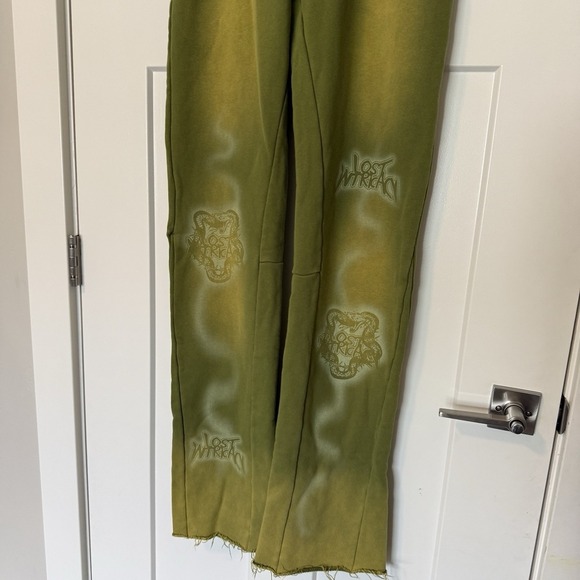 Lost Intricacy Green French Terry Sweatpants NEW Flare Size Medium Streetwear - Picture 4 of 7